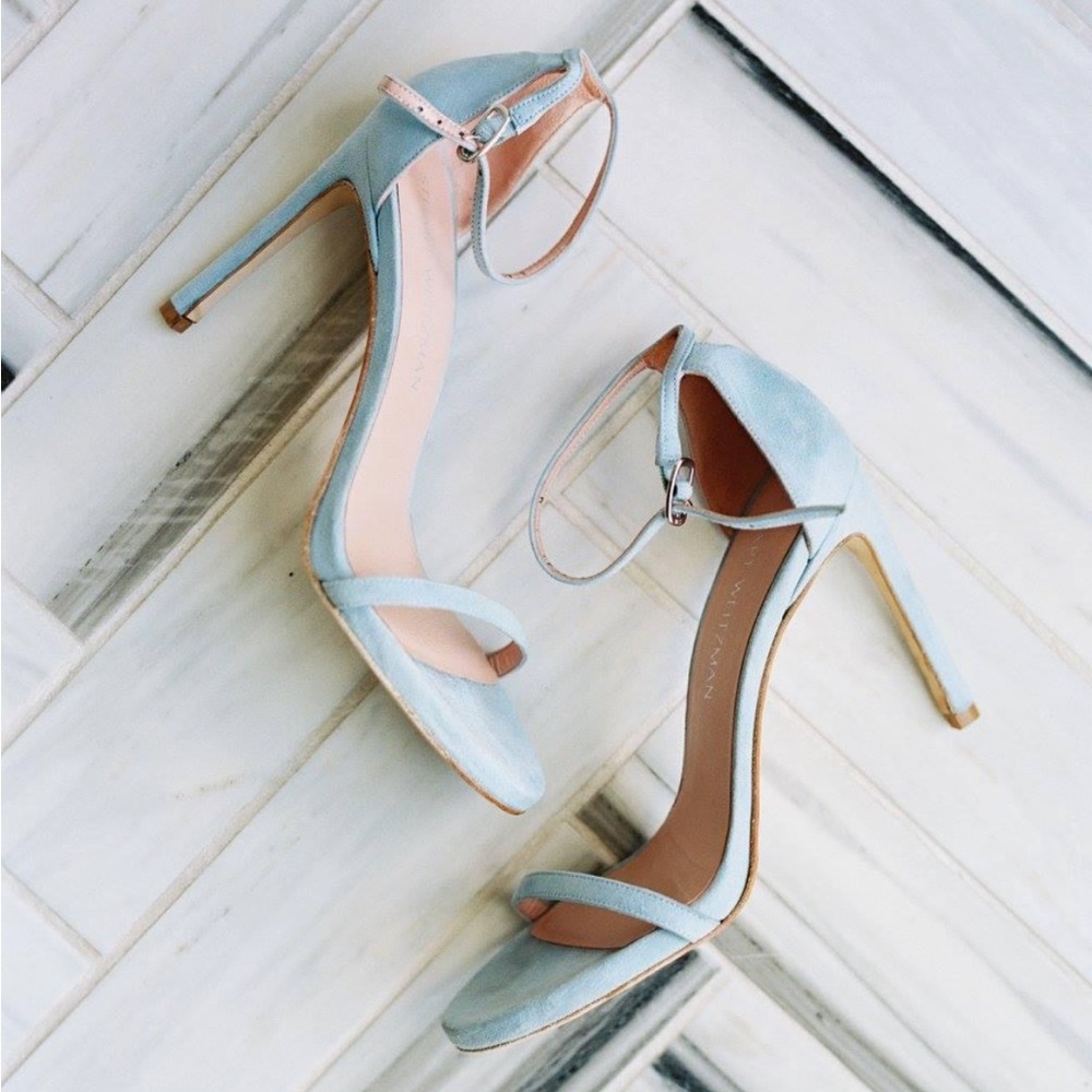 Stuart Weitzman Nudistsong in Azure (light blue) suede. Worn once! Size 7